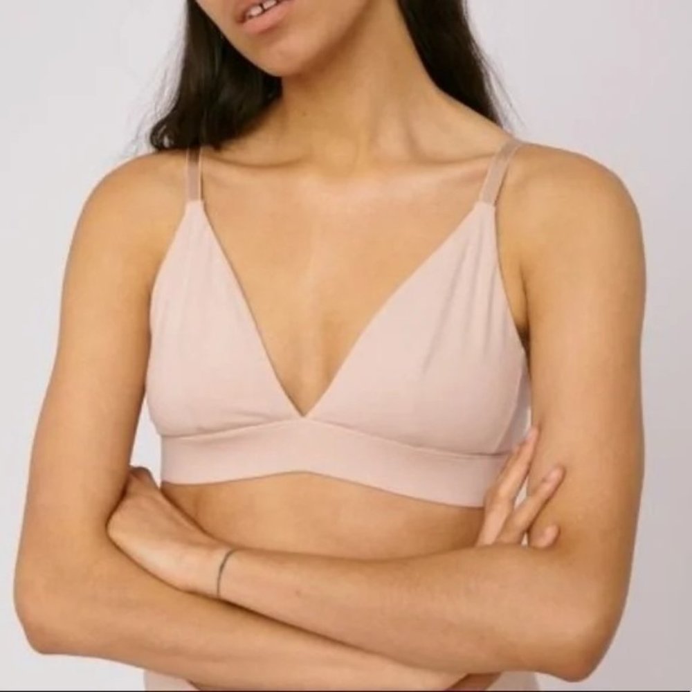 Organic Basics Organic Cotton Triangle Bra Nude Beige Bralette Size M